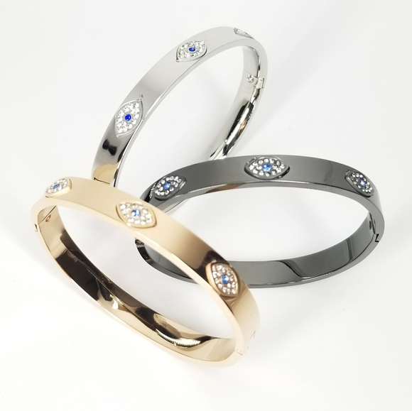 NWT Trendy Evil Eye Stainless Steel Cuff Bracelet - Picture 5 of 11